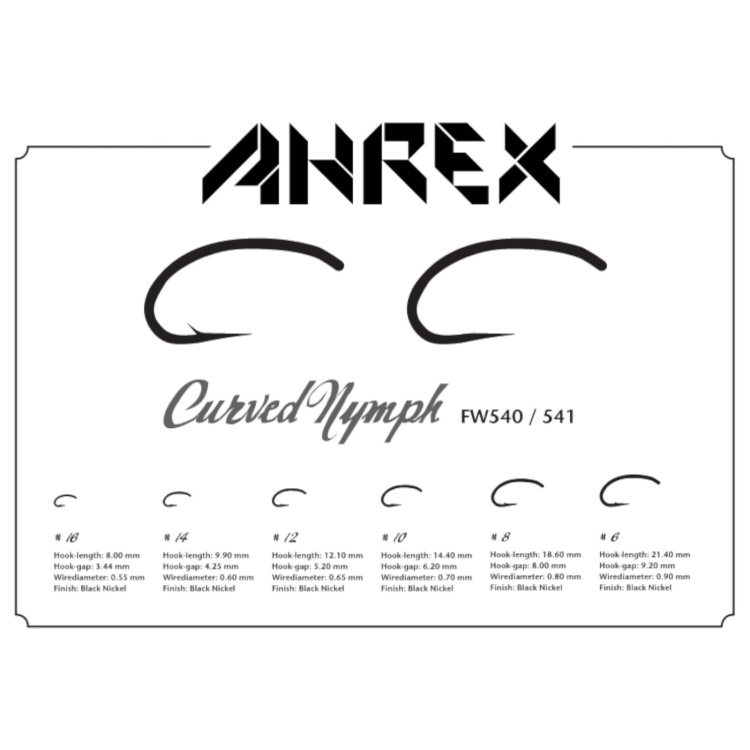 Ahrex Fw541 Curved Nymph Barbless #10 Trout Fly Tying Hooks